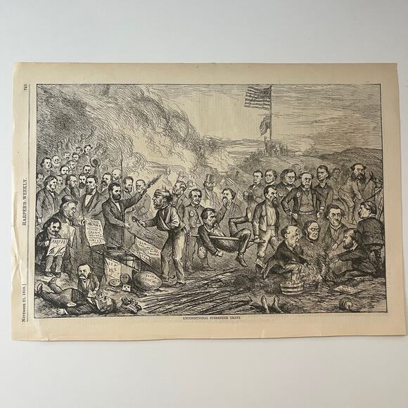 None Other - Harper's Weekly Unconstitutional Surrender Grant Engraving 1868 Nov 21 V1-7